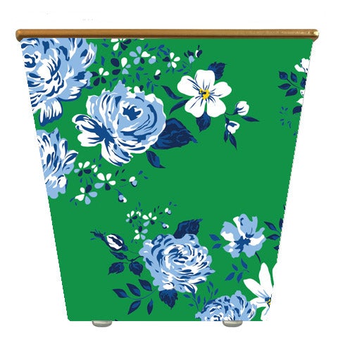 
            
                Load image into Gallery viewer, Large Cachepot Container: WHH Green Floral Print
            
        