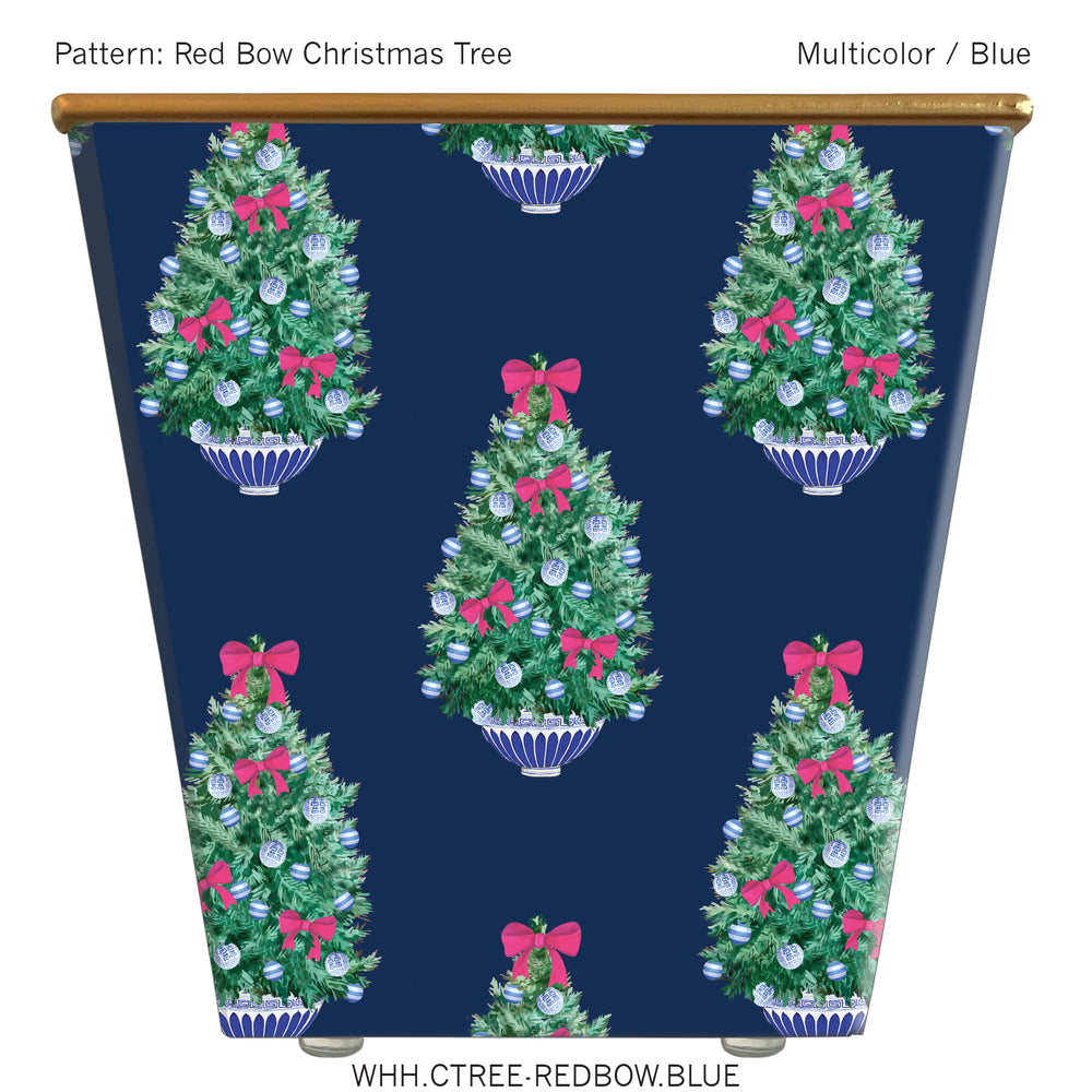 
            
                Load image into Gallery viewer, WHH Christmas Trees with Red Bows on Blue
            
        