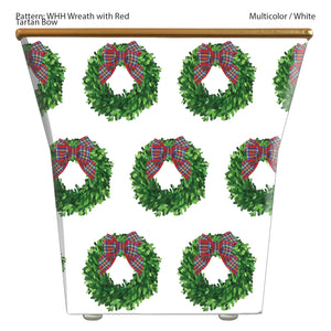 
            
                Load image into Gallery viewer, Standard Cachepot Container: Wreath with Red Tartan Bow
            
        