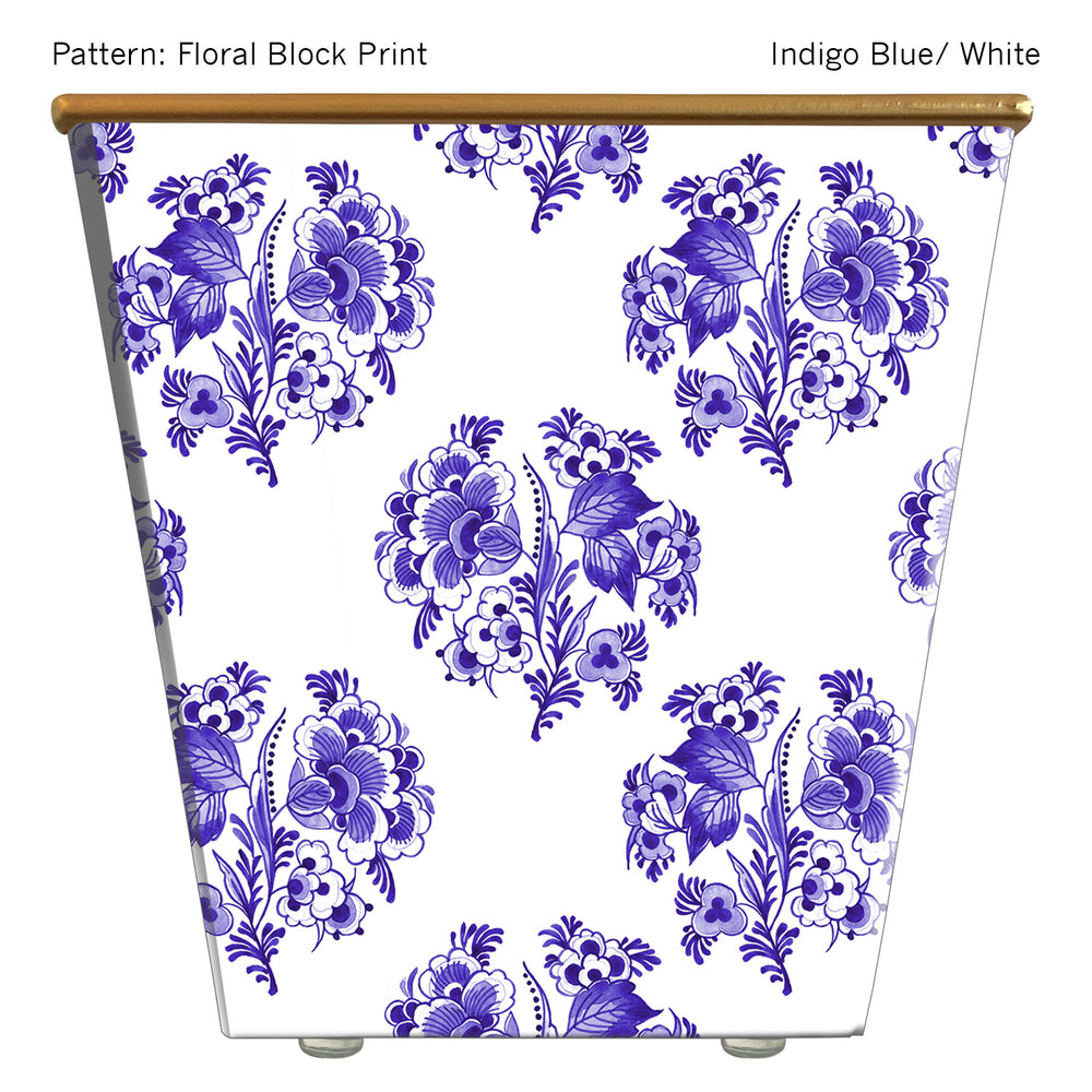 
            
                Load image into Gallery viewer, Large Cachepot Container: WHH Floral Block Print
            
        