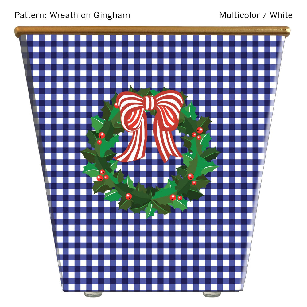 Large Cachepot Container: WHH Wreath on Gingham